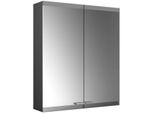 Emco Asis Evo Aufputz-Lichtspiegelschrank 939713303 600 x 700 mm, ohne Spiegelheizung, 2-türig, schwarz, mit lightsystem