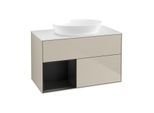 Villeroy und Boch Finion Waschtischunterschrank GA11PDHH 100cm, Abdeckplatte white matt, Emotion, Regale Black matt lacquer, Sand Matt Lacquer
