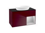 Villeroy und Boch Finion Waschtischunterschrank GA22GJHB 100cm, Abdeckplatte black matt, Emotion, Regale Light grey matt lacquer, Peony Matt