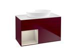 Villeroy und Boch Finion Waschtischunterschrank GA11HHHB 100cm, Abdeckplatte white matt, Emotion, Regale sand matt lacquer, Peony Matt