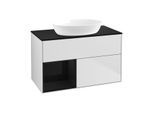 Villeroy und Boch Finion Waschtischunterschrank GA12PHMT 100cm, Abdeckplatte black matt, Emotion, Regale Glossy black lacquer, White matt lacquer