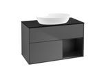 Villeroy und Boch Finion Waschtischunterschrank GA22PDGK 100cm, Abdeckplatte black matt, Emotion, Regale Black matt lacquer, Anthracite matt