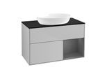 Villeroy und Boch Finion Waschtischunterschrank GA22GKGJ 100cm, Abdeckplatte black matt, Emotion, Regale Anthracite matt lacquer, Light grey matt