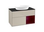 Villeroy und Boch Finion Waschtischunterschrank FA22HBHH 100cm, Abdeckplatte black matt, Regale Peony matt lacquer, Sand Matt Lacquer