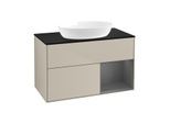 Villeroy und Boch Finion Waschtischunterschrank GA22GKHH 100cm, Abdeckplatte black matt, Emotion, Regale Anthracite matt lacquer, Sand Matt Lacquer