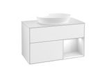 Villeroy und Boch Finion Waschtischunterschrank GA21MTGF 100cm, Abdeckplatte white matt, Emotion, Regale White matt lacquer, Glossy white lacquer