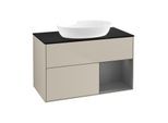 Villeroy und Boch Finion Waschtischunterschrank FA22GKHH 100cm, Abdeckplatte black matt, Regale Anthracite matt lacquer, Sand Matt Lacquer