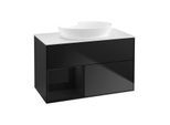 Villeroy und Boch Finion Waschtischunterschrank GA11PHPD 100cm, Abdeckplatte white matt, Emotion, Regale Glossy black lacquer, Black matt lacquer