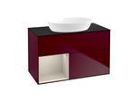Villeroy und Boch Finion Waschtischunterschrank GA12HHHB 100cm, Abdeckplatte black matt, Emotion, Regale sand matt lacquer, Peony Matt