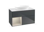 Villeroy und Boch Finion Waschtischunterschrank GA11HHHG 100cm, Abdeckplatte white matt, Emotion, Regale sand matt lacquer, Midnight Blue Matt Lacquer