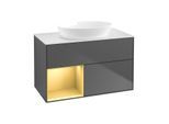 Villeroy und Boch Finion Waschtischunterschrank GA11HFGK 100cm, Abdeckplatte white matt, Emotion, Regale Gold matt lacquer, Anthracite matt