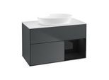 Villeroy und Boch Finion Waschtischunterschrank GA21PHHG 100cm, Abdeckplatte white matt, Emotion, Regale Glossy black lacquer, Midnight Blue Matt Lacquer