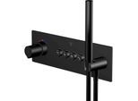 Steinberg Serie 390 Sensual Rain Fertigmontageset 39042422S UP-Thermostat, 3/4", Abdeckplatte eckig, für 4 Verbraucher, Matt Black