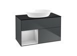 Villeroy und Boch Finion Waschtischunterschrank GA12GJHG 100cm, Abdeckplatte black matt, Emotion, Regale Light grey matt lacquer, Midnight Blue Matt Lacquer