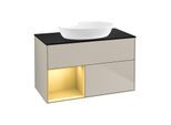 Villeroy und Boch Finion Waschtischunterschrank GA12HFHH 100cm, Abdeckplatte black matt, Emotion, Regale Gold matt lacquer, Sand Matt Lacquer