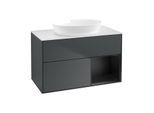 Villeroy und Boch Finion Waschtischunterschrank GA21PDHG 100cm, Abdeckplatte white matt, Emotion, Regale Black matt lacquer, Midnight Blue Matt Lacquer
