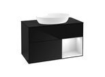 Villeroy und Boch Finion Waschtischunterschrank GA22MTPH 100cm, Abdeckplatte black matt, Emotion, Regale White matt lacquer, Glossy Black Lacquer