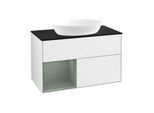 Villeroy und Boch Finion Waschtischunterschrank GA12GMGF 100cm, Abdeckplatte black matt, Emotion, Regale Olive matt lacquer, Glossy white lacquer