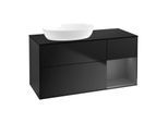 Villeroy und Boch Finion Waschtischunterschrank GA52GKPD 120cm, Abdeckplatte black matt, Emotion, Regale Anthracite matt lacquer, Black matt lacquer