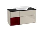 Villeroy und Boch Finion Waschtischunterschrank FA62HBHH 120cm, Abdeckplatte black matt, Regale Peony matt lacquer, Sand Matt Lacquer