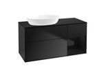 Villeroy und Boch Finion Waschtischunterschrank GA52PHPD 120cm, Abdeckplatte black matt, Emotion, Regale Glossy black lacquer, Black matt lacquer