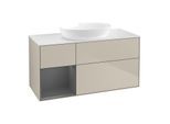 Villeroy und Boch Finion Waschtischunterschrank FA61GKHH 120cm, Abdeckplatte white matt, Regale Anthracite matt lacquer, Sand Matt Lacquer
