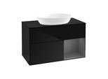 Villeroy und Boch Finion Waschtischunterschrank GA22GKPH 100cm, Abdeckplatte black matt, Emotion, Regale Anthracite matt lacquer, Glossy Black Lacquer