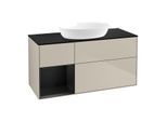 Villeroy und Boch Finion Waschtischunterschrank FA62PDHH 120cm, Abdeckplatte black matt, Regale Black matt lacquer, Sand Matt Lacquer