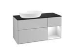 Villeroy und Boch Finion Waschtischunterschrank GA52MTGJ 120cm, Abdeckplatte black matt, Emotion, Regale White matt lacquer, Light grey matt