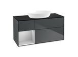 Villeroy und Boch Finion Waschtischunterschrank FA62GJHG 120cm, Abdeckplatte black matt, Regale Light grey matt lacquer, Midnight Blue Matt Lacquer