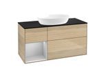 Villeroy und Boch Finion Waschtischunterschrank FA62GJPC 120cm, Abdeckplatte black matt, Regale Light grey matt lacquer, Oak Veneer