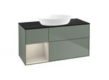 Villeroy und Boch Finion Waschtischunterschrank FA62HHGM 120cm, Abdeckplatte black matt, Regale sand matt lacquer, Olive Matt Lacquer