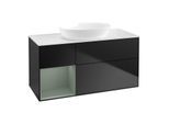 Villeroy und Boch Finion Waschtischunterschrank FA61GMPD 120cm, Abdeckplatte white matt, Regale Olive matt lacquer, Black matt lacquer