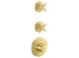 hansgrohe AXOR One Thermostatmodul 48712950 Unterputz, 2 Verbraucher, mit Kreuzgriff, brushed brass