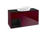 Villeroy und Boch Finion Waschtischunterschrank FA62PHHB 120cm, Abdeckplatte black matt, Regale Glossy black lacquer, Peony Matt