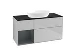 Villeroy und Boch Finion Waschtischunterschrank FA62HGGJ 120cm, Abdeckplatte black matt, Regale Midnight matt lacquer, Light grey matt