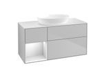Villeroy und Boch Finion Waschtischunterschrank FA61MTGJ 120cm, Abdeckplatte white matt, Regale White matt lacquer, Light grey matt