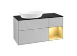 Villeroy und Boch Finion Waschtischunterschrank GA52HFGJ 120cm, Abdeckplatte black matt, Emotion, Regale Gold matt lacquer, Light grey matt
