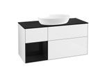 Villeroy und Boch Finion Waschtischunterschrank FA62PHGF 120cm, Abdeckplatte black matt, Regale Glossy black lacquer, Glossy white lacquer