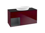 Villeroy und Boch Finion Waschtischunterschrank FA62HGHB 120cm, Abdeckplatte black matt, Regale Midnight matt lacquer, Peony Matt