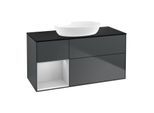 Villeroy und Boch Finion Waschtischunterschrank GA62GJHG 120cm, Abdeckplatte black matt, Emotion, Regale Light grey matt lacquer, Midnight Blue Matt Lacquer
