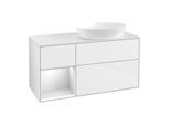 Villeroy und Boch Finion Waschtischunterschrank FA41MTGF 120cm, Abdeckplatte white matt, Regale White matt lacquer, Glossy white lacquer