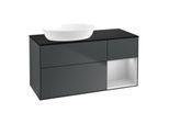 Villeroy und Boch Finion Waschtischunterschrank GA52GJHG 120cm, Abdeckplatte black matt, Emotion, Regale Light grey matt lacquer, Midnight Blue Matt Lacquer