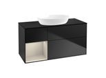 Villeroy und Boch Finion Waschtischunterschrank GA62HHPD 120cm, Abdeckplatte black matt, Emotion, Regale sand matt lacquer, Black matt lacquer