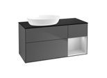 Villeroy und Boch Finion Waschtischunterschrank GA52GJGK 120cm, Abdeckplatte black matt, Emotion, Regale Light grey matt lacquer, Anthracite matt