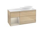 Villeroy und Boch Finion Waschtischunterschrank GA41HHPC 120cm, Abdeckplatte white matt, Emotion, Regale sand matt lacquer, Oak Veneer