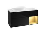 Villeroy und Boch Finion Waschtischunterschrank FA51HFPH 120cm, Abdeckplatte white matt, Regale Gold matt lacquer, Glossy Black Lacquer