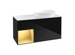 Villeroy und Boch Finion Waschtischunterschrank GA41HFPH 120cm, Abdeckplatte white matt, Emotion, Regale Gold matt lacquer, Glossy Black Lacquer