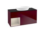 Villeroy und Boch Finion Waschtischunterschrank GA62HHHB 120cm, Abdeckplatte black matt, Emotion, Regale sand matt lacquer, Peony Matt