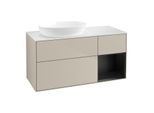 Villeroy und Boch Finion Waschtischunterschrank FA51PDHH 120cm, Abdeckplatte white matt, Regale Black matt lacquer, Sand Matt Lacquer